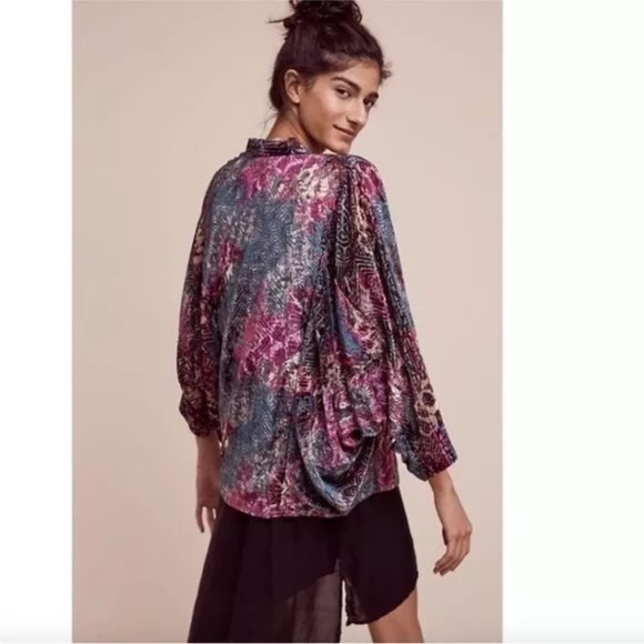 Anthropologie Elevenses Velvet Kimono Open Front Jacket - Picture 2 of 5